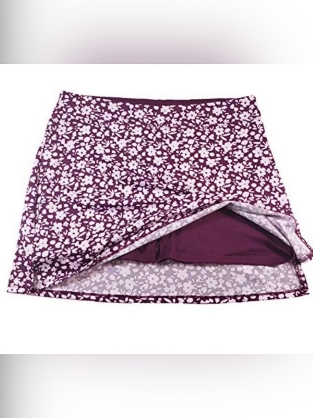Tranquility by Colorado Clothing Plum and White Floral Skirt Skort Women’s Large